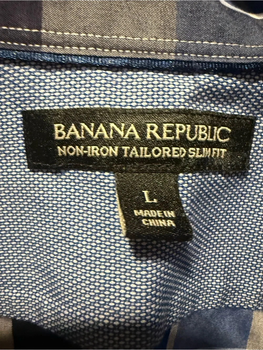 Banana Republic Blue and White Plaid Cotton Button-Down Shirt